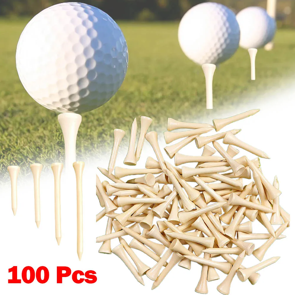 

100 Count Golf Tees 4 Sizes 42/54/70/83mm Bamboo Tee Golf Balls Holder Golf Training Ball Golf Accessories