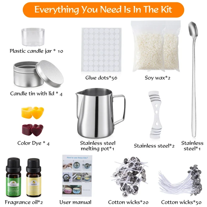 Soy Wax Aromatherapy Candle Making Kit with Essential Oils and Craft Tools