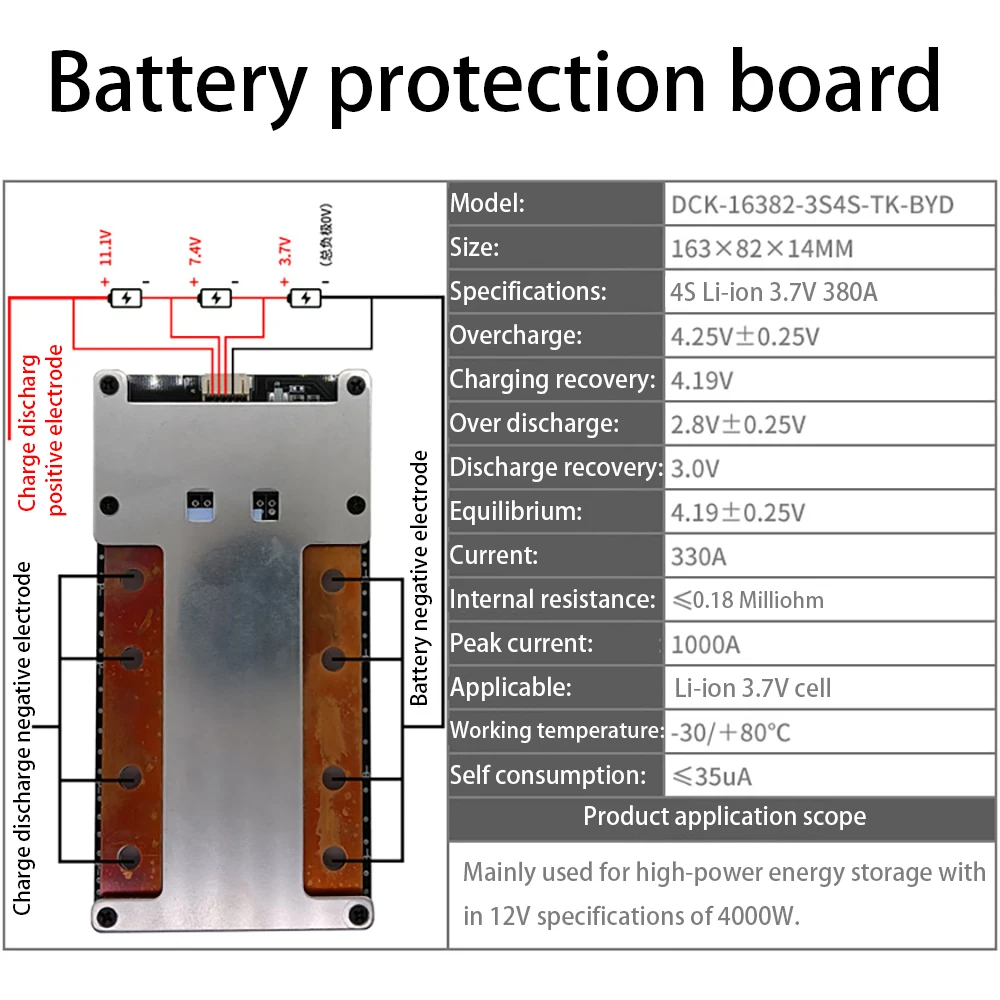3S 4S Ƭ ̿ LifePo4 BMS 12.8V 120A 160A 200A 300A 380A Ƭ ͸ ȣ  뷱  ڵ  