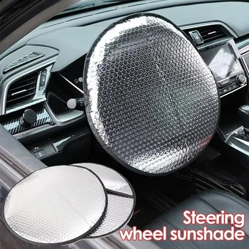 Car Essentials: Silver Foldable Steering Wheel Cover, 1-Piece, Superior Sun and UV Guard. 1