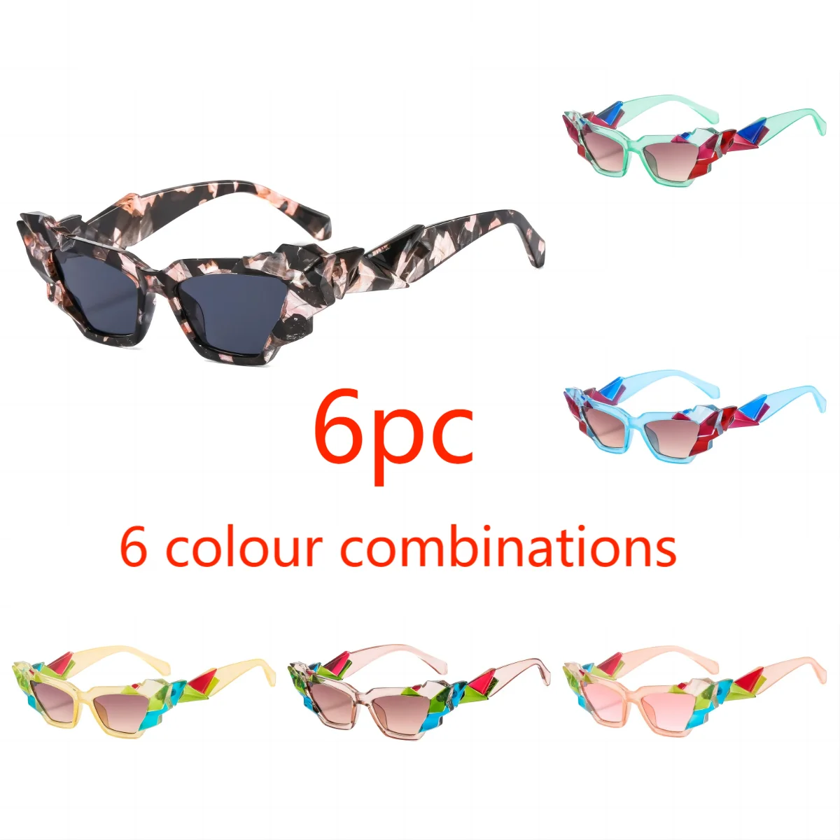 

Personalised Fashion Cat Eye Sunglasses Crossover Trend Street Party Rave Sunglasses 2024 New Fashion Wearable Sunglasses