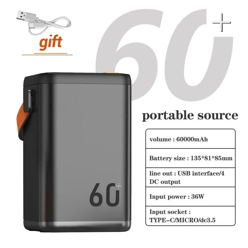 

100% NEW Outdoor Emergency Portable Mobile Power Supply Mobile Phone Charger 60000mah Power Bank 100% Large Capacity Power Bank