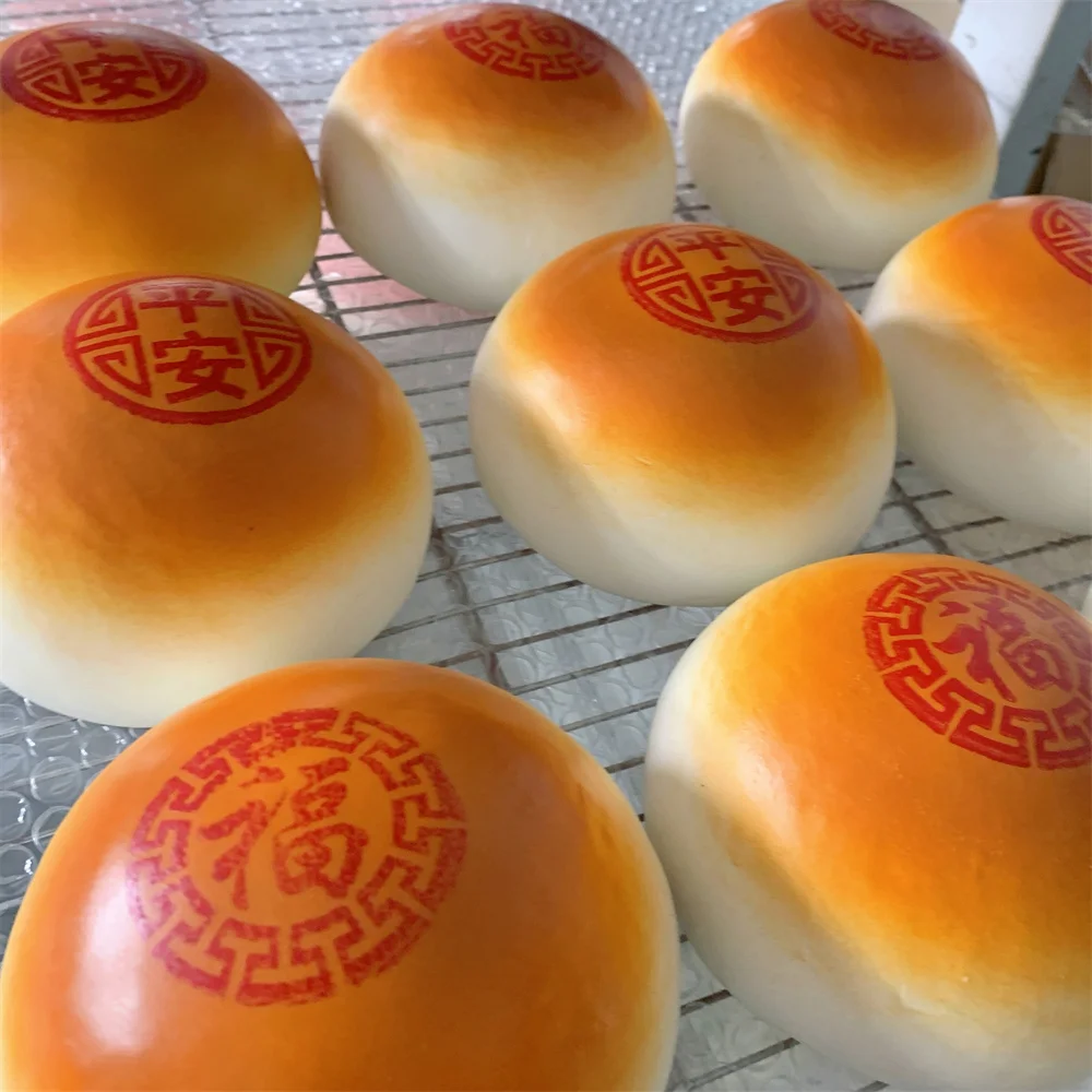 Mochi Steamed Bread China Town Traditional Cheese Print Round Lucky Safety Snack Cart Display Props Faux Food Model Slow Rebound food model food photography props kitchen food toys bread food model