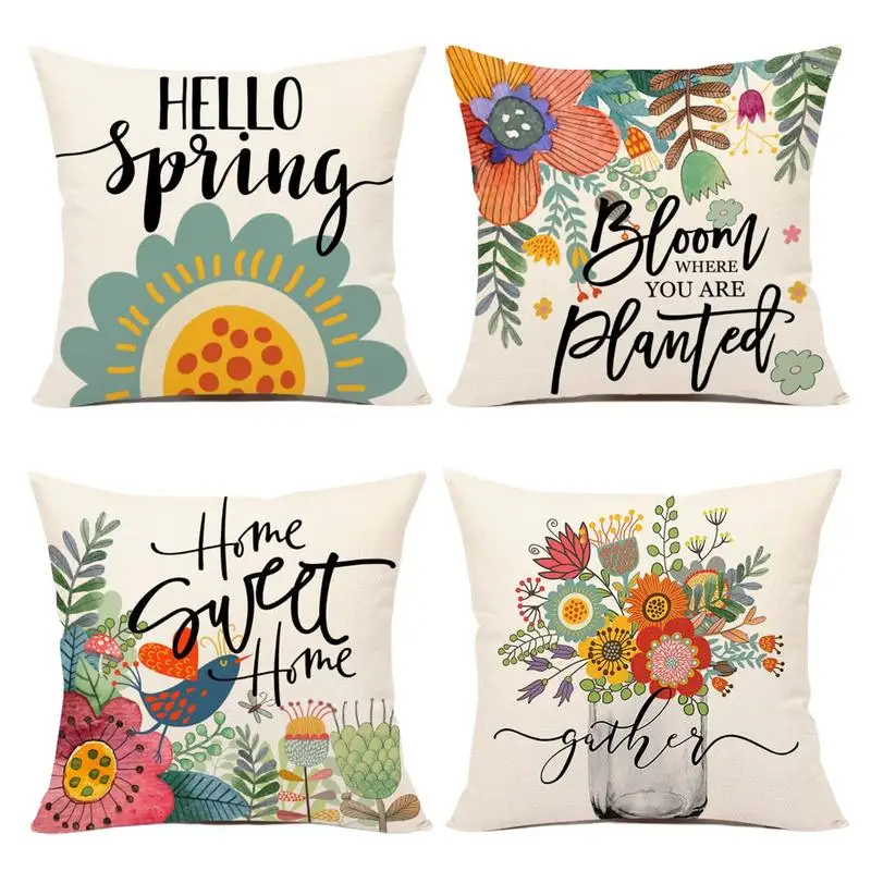 

Весенний цветок, бежевая искусственная подушка 45x45, квадратная декоративная подушка для сада, дивана