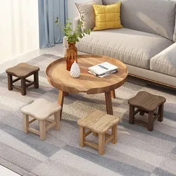Tabouret moderne en bois massif, petit banc carré créatif pour la maison, canapé, petite chaise pour changer de chaussures 