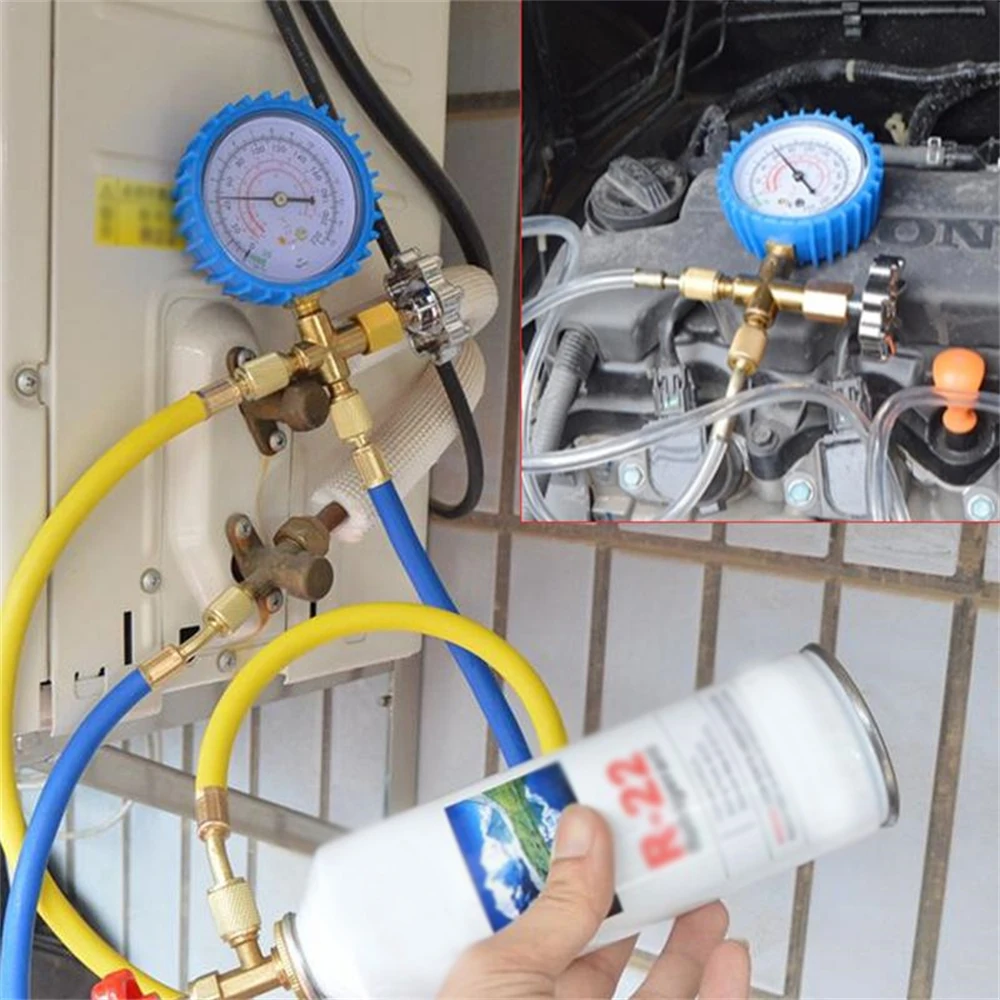 R22 R134A R410 R600 Refrigerant Household Car Air Conditioning Fluoride Adding Tool Kit Freon Common Cool Gas Meter