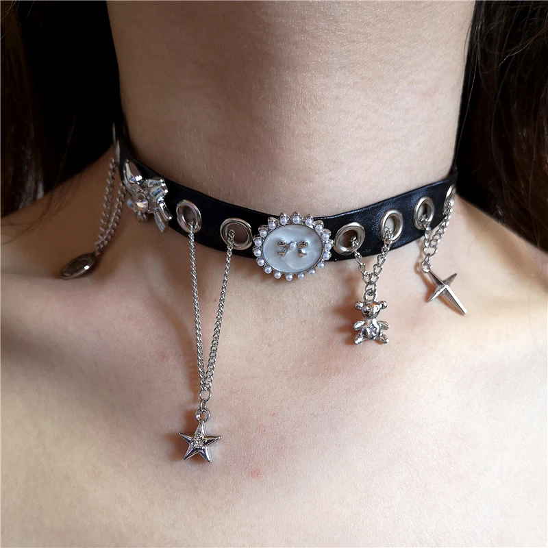 Aesthetic Choker Necklace Kpop Y2K Goth Harajuku Vintage Cute