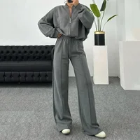 2025 automne femmes survêtement costume noir à manches longues manteau taille haute jambe large pantalons longs ensemble femme mode vêtements de sport dame 6