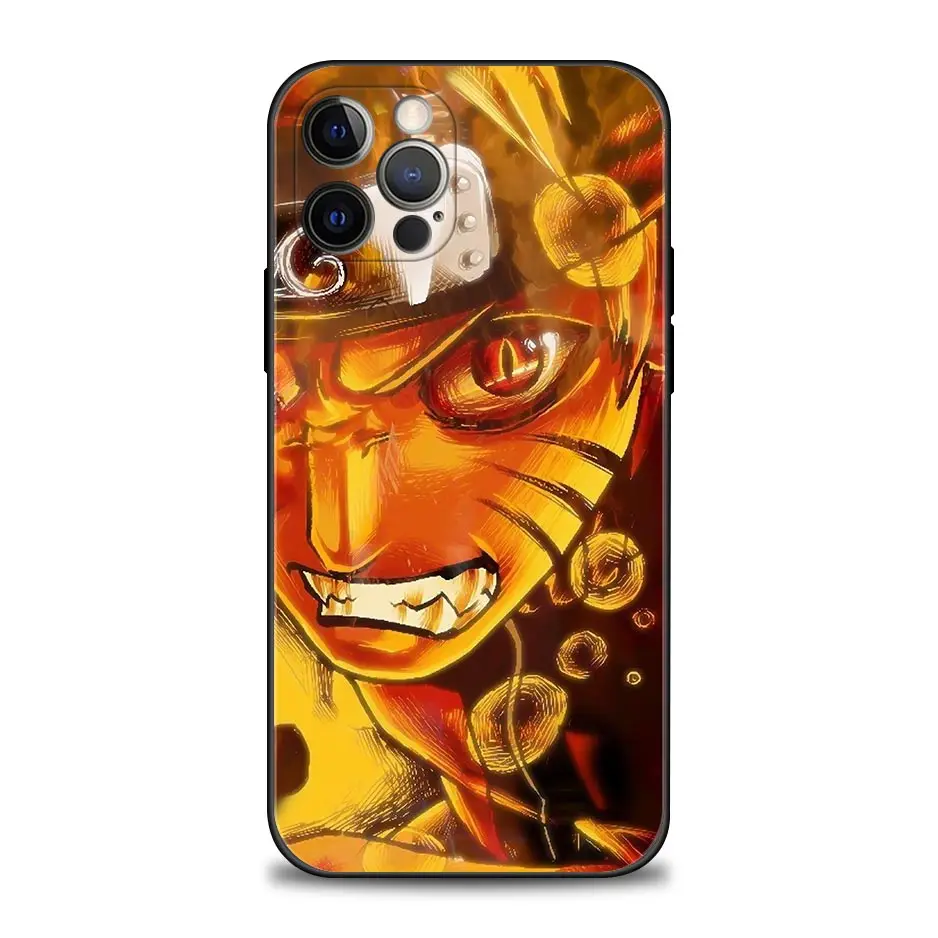 Anime Manga Uzumaki Naruto Phone Case for iPhone 11 12 13 Pro Max 7 8 SE XR XS Max 5 5s 6 6s Plus Black Soft TPU Silicone Sasuke iphone 13 pro phone case