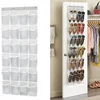 24 Pockets Over the Door Shoe Organizer Large Mesh Pockets Transparent Fabric Shoe Rack Storage Bag For Bedroom 1