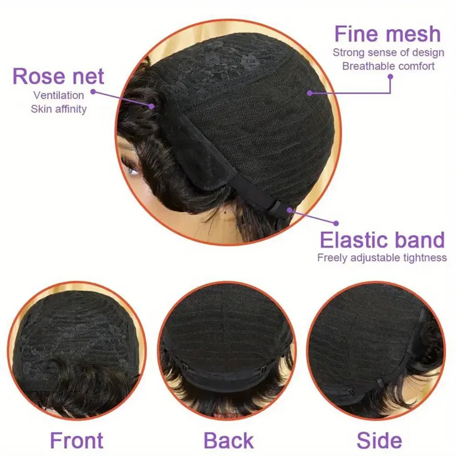 Parrucche 350 Ginger completamente realizzate a macchina, densità 300, senza colla, con frangia, ricci voluminosi, 100% capelli umani per donne nere - immagine 5