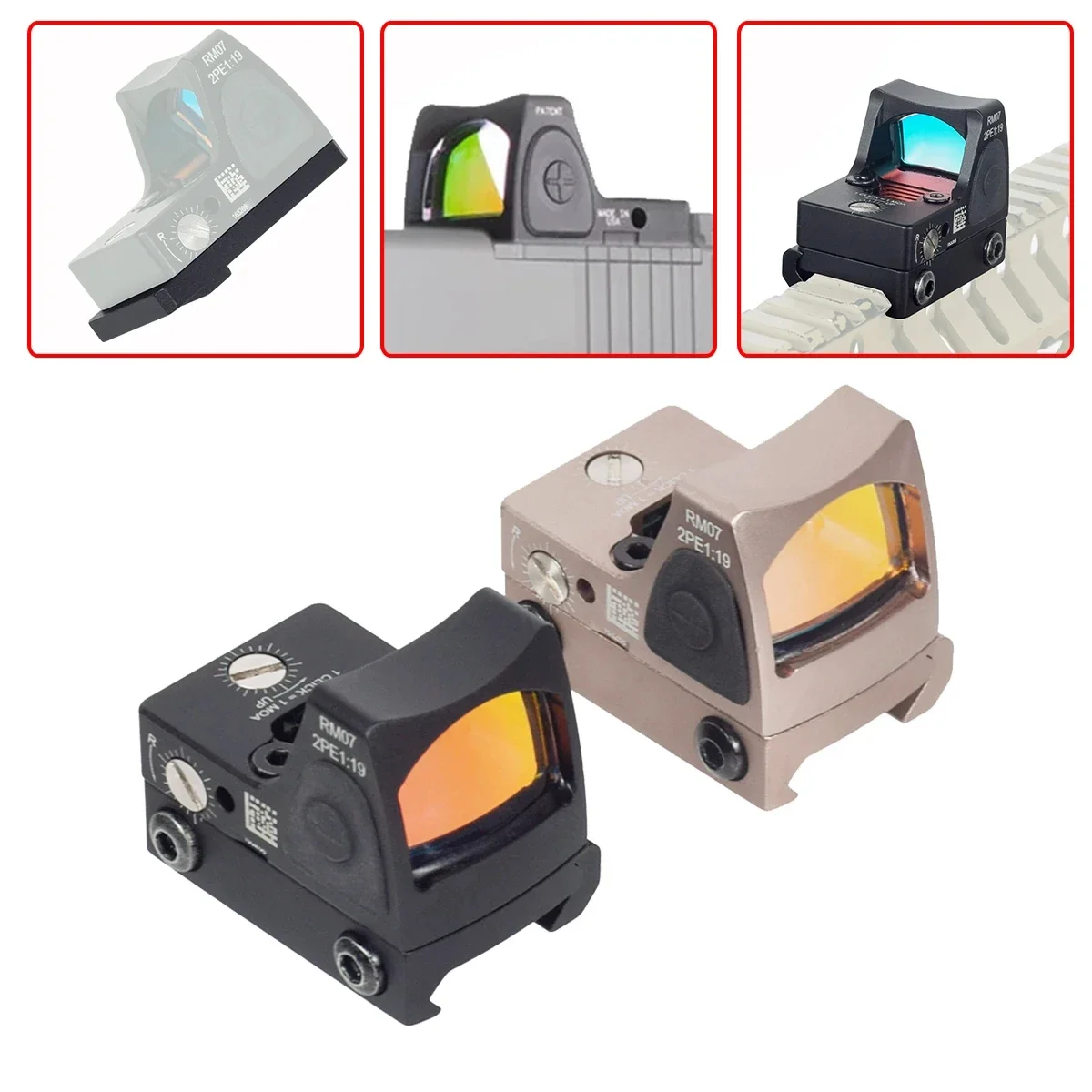 Tactical Metal RM Mini Reflex Red Dot Sight Scope Glock Rear Sight Mount Base Glock 17 43 Collimator 20mm Rail