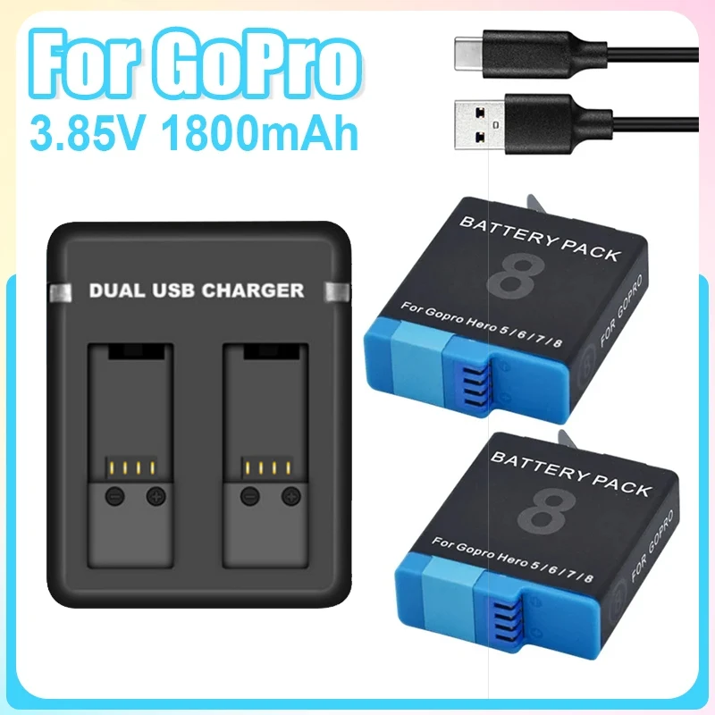Chargeur de batterie GoPro avec double slot ouvert, prêt à insérer deux batteries pour une recharge rapide.