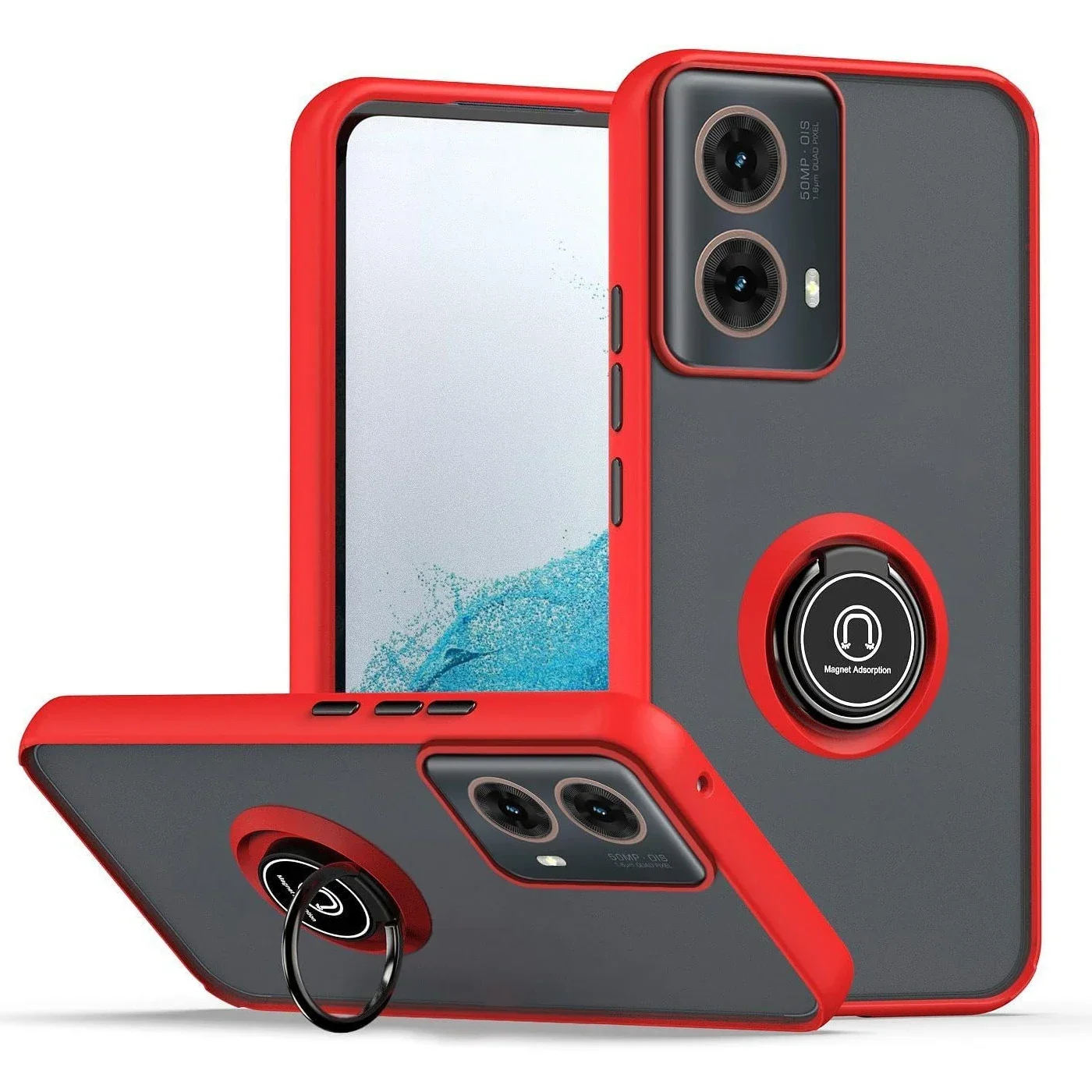 Enhanced Armor Matte Case with Ring Holder - Shockproof Protective Cover