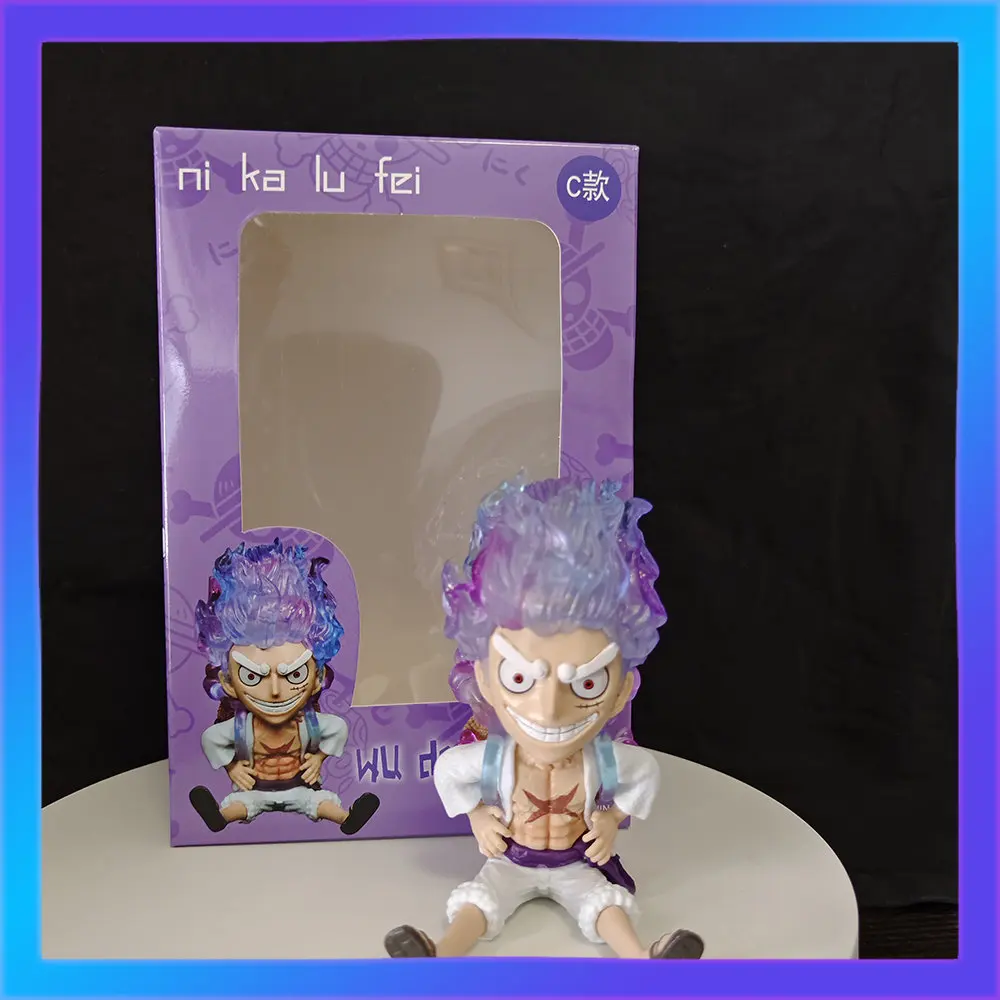 

One Piece Anime Figure Sitting Nika Luffy Gear 5 Anime Figure Sun God Luffy 13cm PVC Figurine Collectible Model Doll Toys