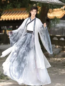 Costume da uomo tradizionale cinese Hanfu inchiostro stile nazionale arti marziali colletto incrociato costume vintage sottile coppie eroe abiti cosplay 1