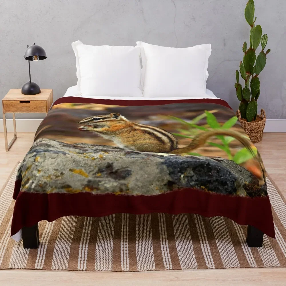 

CHIMPMUNK PORTRAIT Throw Blanket Furry Decorative Beds manga Blankets