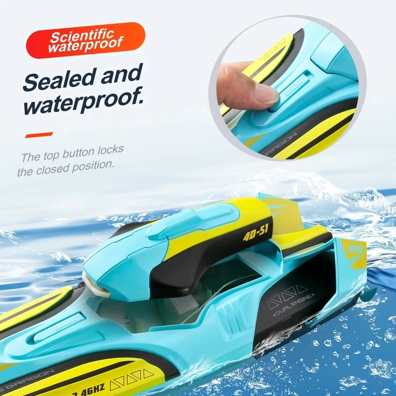 RC Boat High Speed Racing Boat 2.4G Speedboat Remote Control Ship Outdoor Water Game Toys Children Birthday Gifts S1 Remote Control Boat