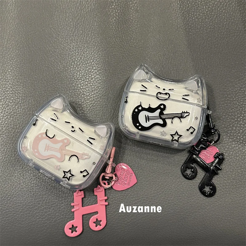 Adorable Cartoon Guitar Semi-Transparent Protective Case for AirPods Pro Bluetooth Earphones