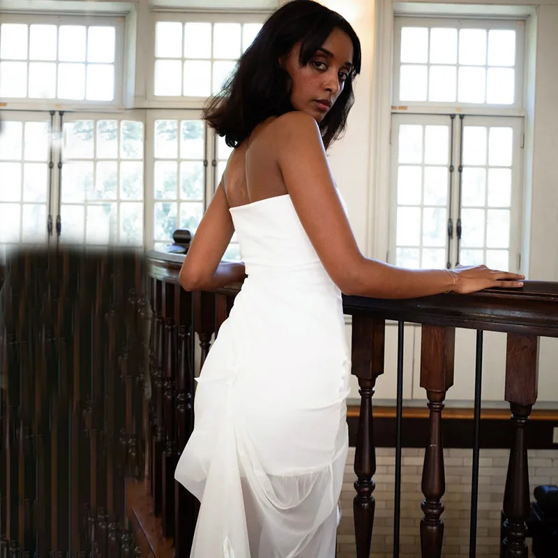 Tee Bow Mesh Patchwork Long Dress Women's Bandage See-Through Beach Holiday Party Dress Elegant Slim Maxi Dress Summer New