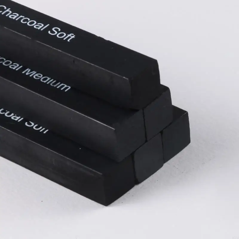 12PB Artist Compressed Charcoal Sticks Square Black Coal Pencils Sketch Art Supply 6x