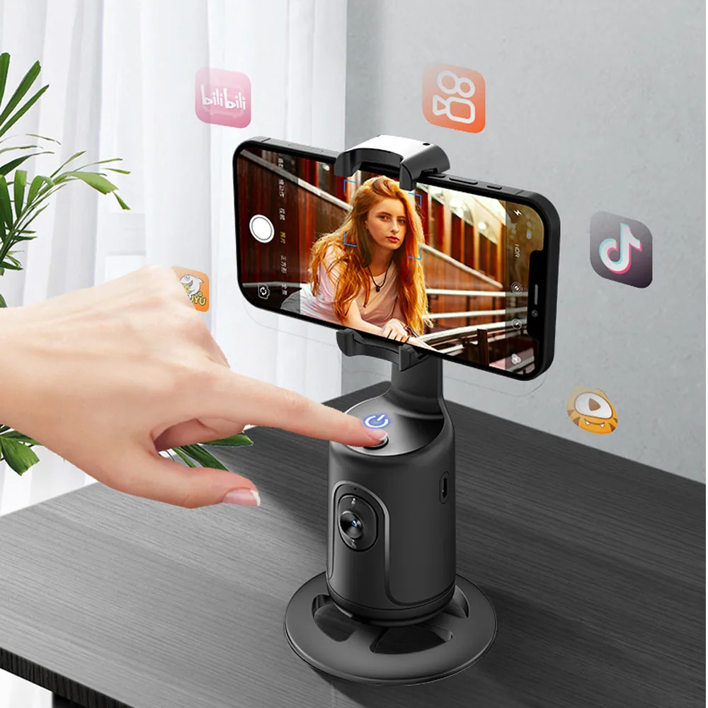 Phone Mount AI Face Tracking Phone Holder - 360° Auto Rotating Gimbal Stand  For Vlog Videos Tripod 360