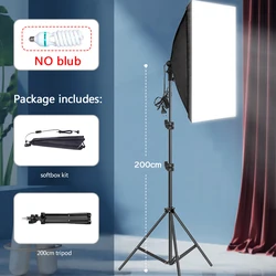 Professional Photography Softbox Lighting Kit with Tripod and Continuous Light System (1PC 200CM NO Bulb)