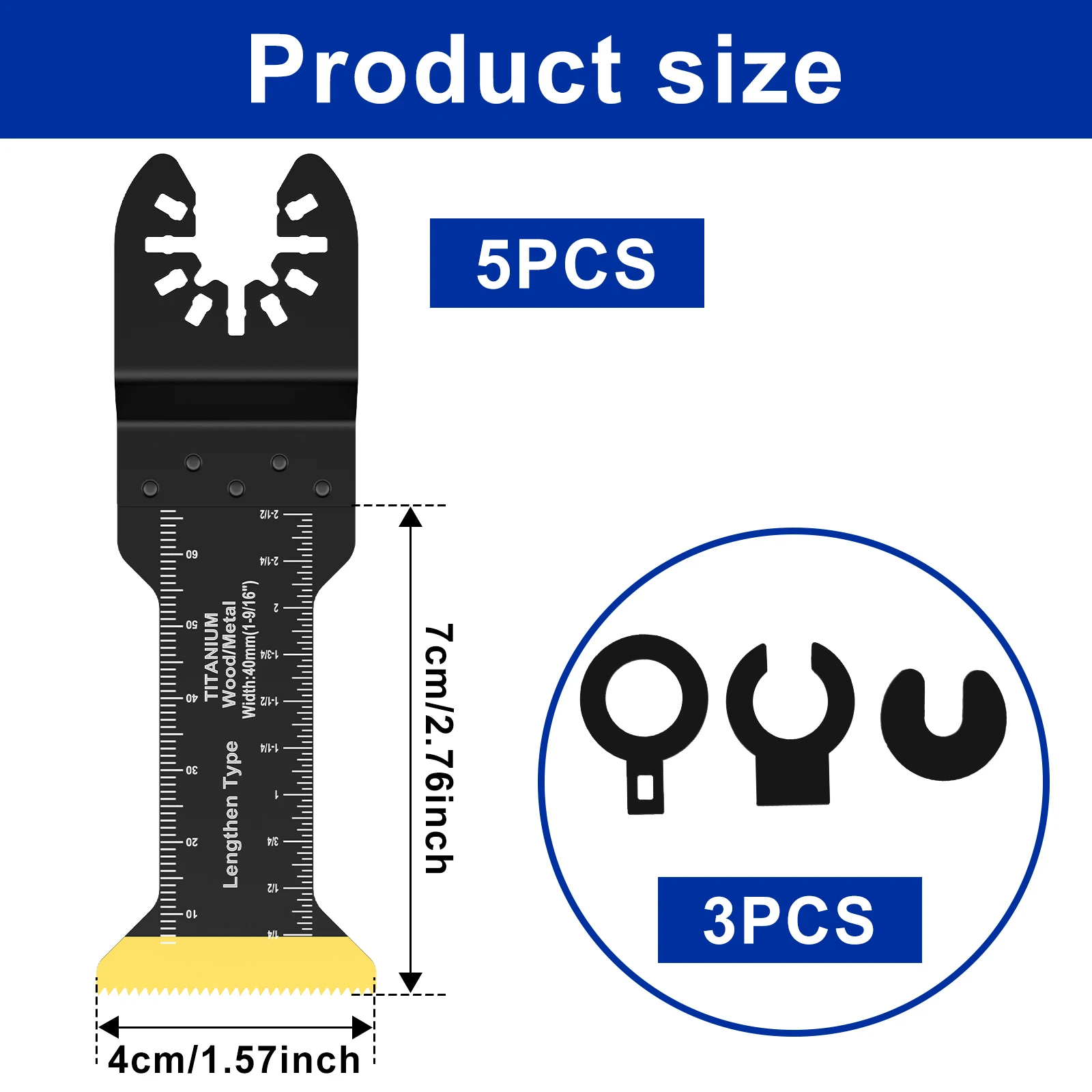 3/5Pcs Oscillating Saw Blades Titanium Multitool Blades for Wood Plastics Metal Quick Release Multi Tool Saw Blade Cutting Tools