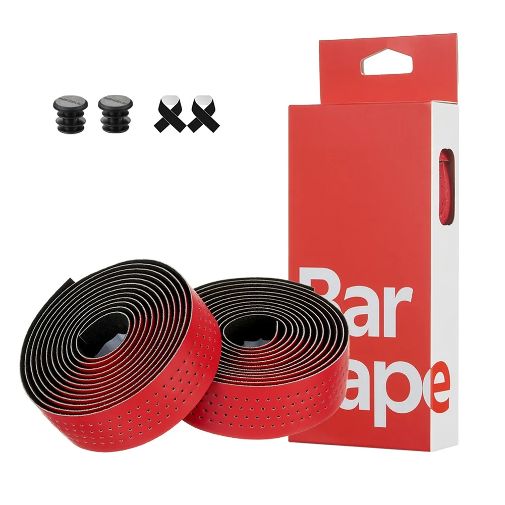 Lightweight handlebar tape with sweat absorption Perforated fabric pattern sweat absorbing and improved shock absorption bike handlebar tape