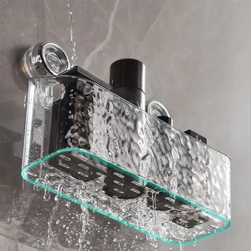 

Plastic Wave Pattern Suction Cup Shelf Durable And Heavy-duty Bathroom Storage Solution Easy