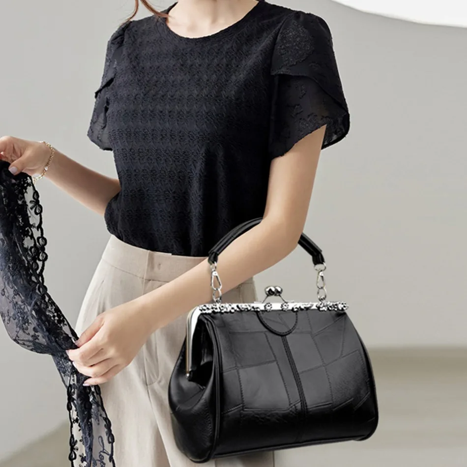 مجموعة حقائب يد جلدية ذات سعة عالية للنساء، بتصميم...