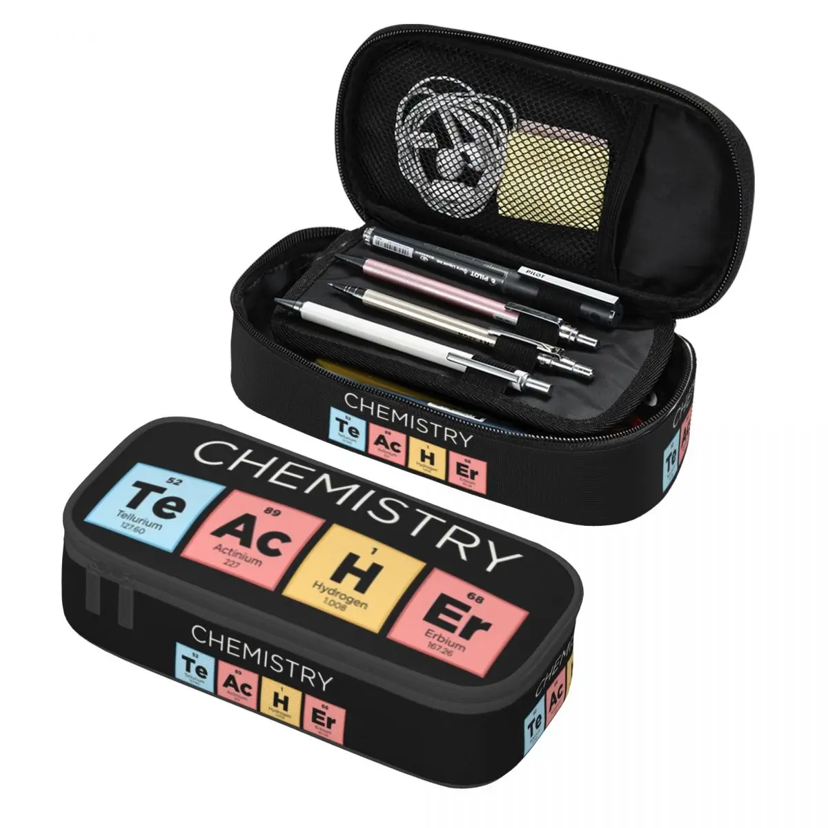 Korean Chemistry Teacher Periodic Table Pencil Cases for Science Lab Tech Large Storage Pen Box Bag School Supplies
