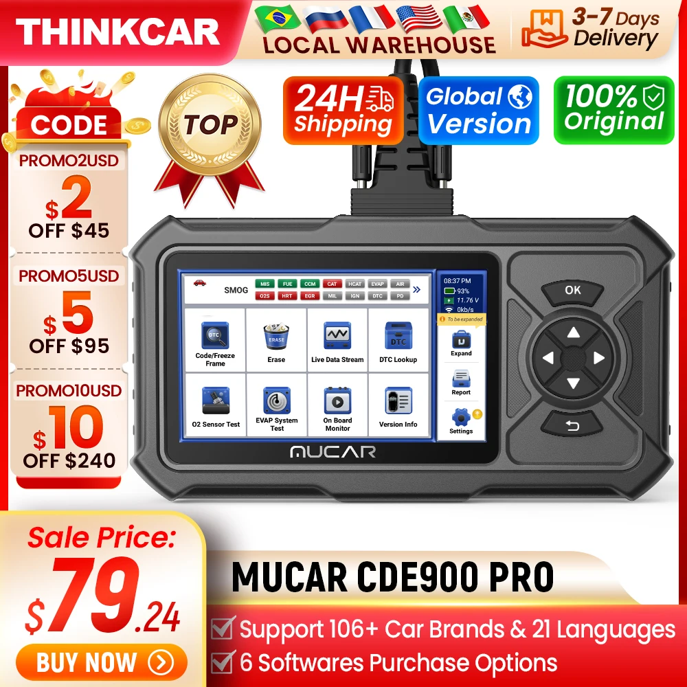 Mucar Cde900 Pro Obd2 Scanner 2 + 32G Strumenti Diagnostici Per Auto Per Auto Lettore Di Codici Per Scanner Obd Automobilistico 28 Reset Sistemi Compl
