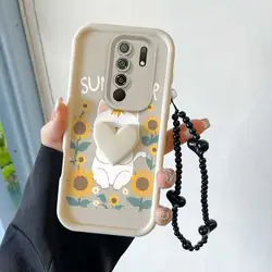 Deluxe Happy Cat Phone Case Set with Lanyard and Craft Embellishments - Redmi 9 (India) (WHITE)