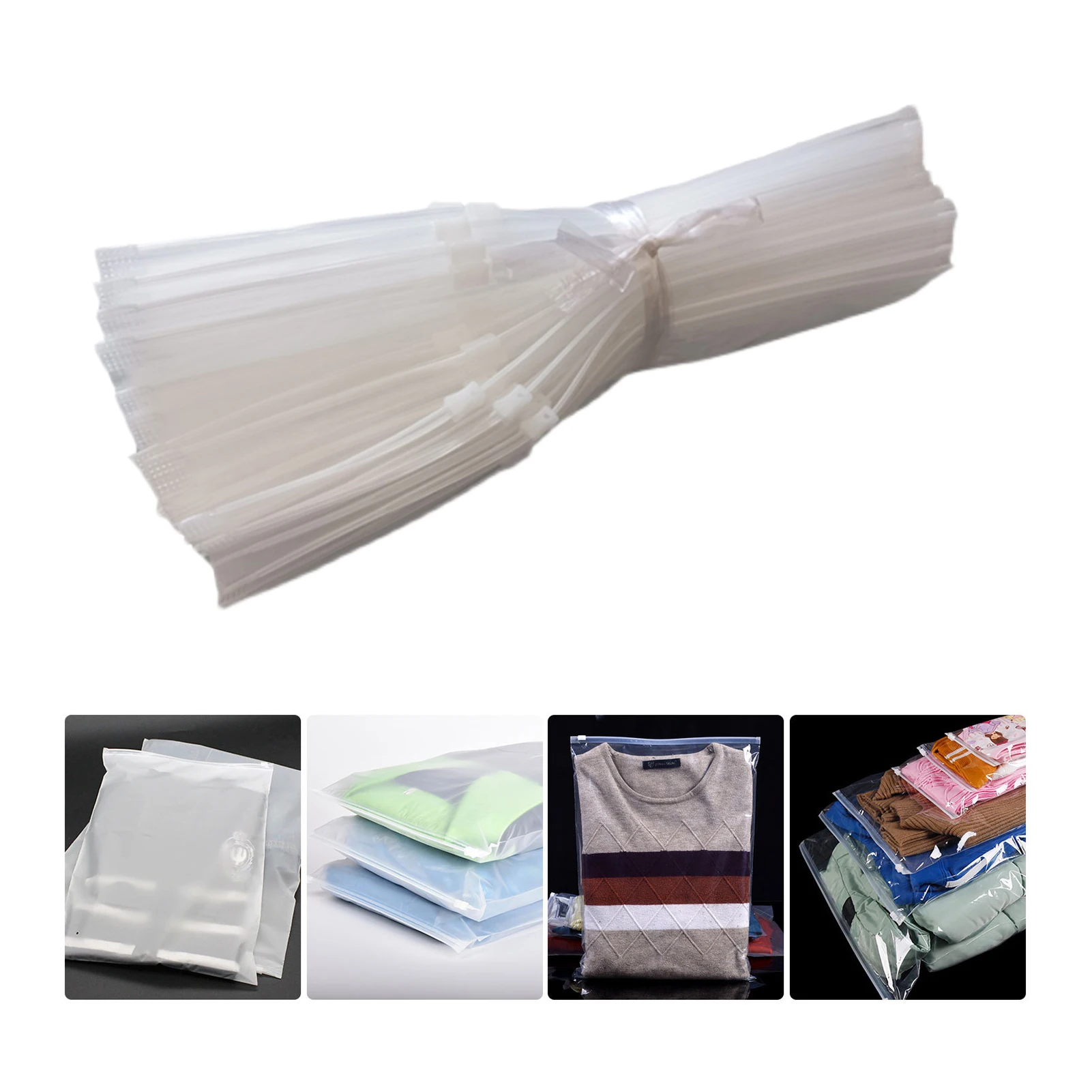 50pcs Packaging Bags Frosted Bag Zipper Plastic Bag Poly Bags Resealable Slider Closure Storage Bag Pouch for T Shirts Clothes 6