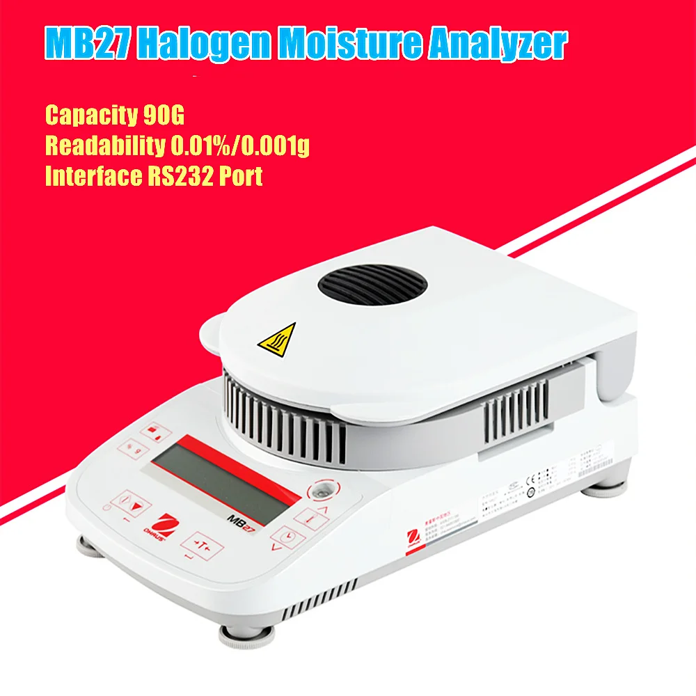 

MB27 Ohaus Grain Chemical Pharmaceutical Moisture Analyzer Halogen Heat Source 90g 0.001g 0.01% RS232 Moisture Meter Tester