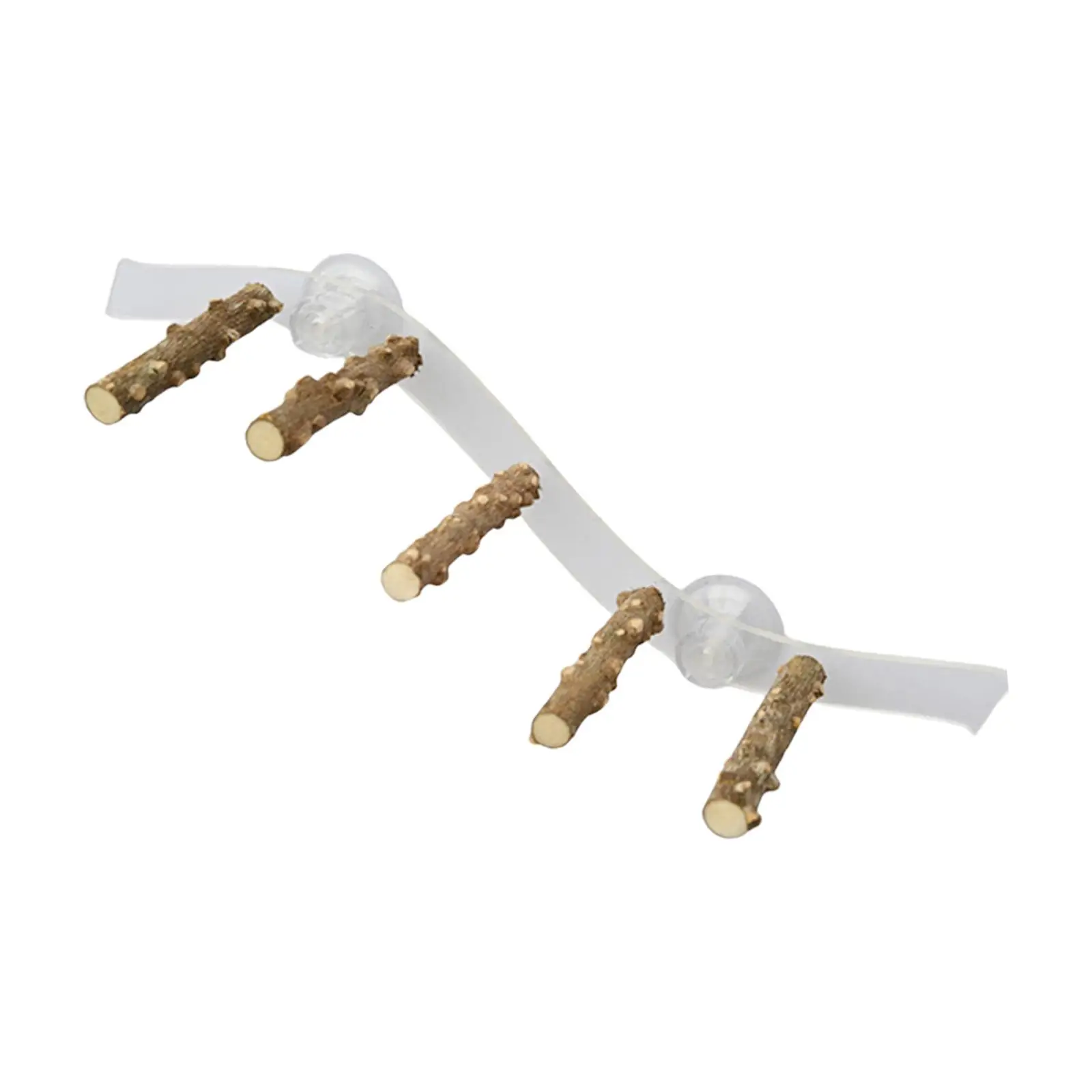 Suction Cup Wood Perch Toy Cage Accessories Ladder Parrot Perch Stand for Cockatiel Hummingbird Bluebirds Parakeet Budgie