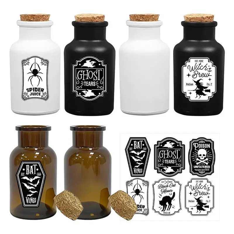 Potion Bottles With Cork DIY Container Wishing Jars Decoration 6 Set Of  Halloween Decorations Indoor Clear Glass Drifting Bottle