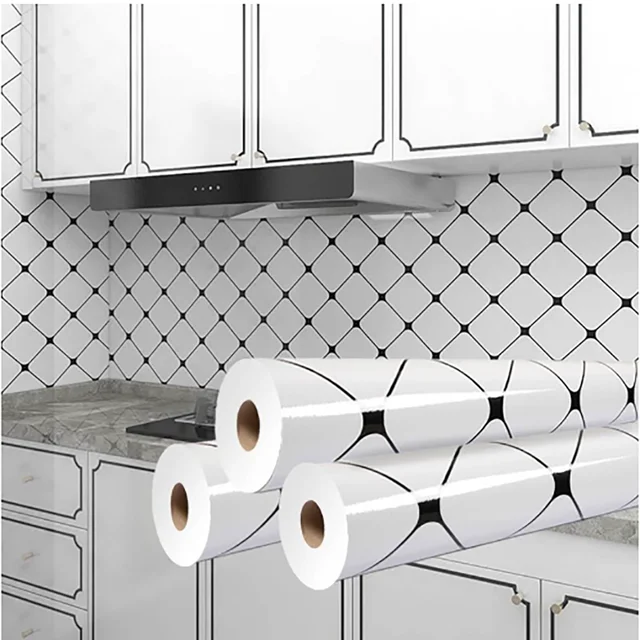 สติ๊กเกอร์ติดผนังตกแต่งแบบคลาสสิกขนาด 40 ซม. กันความชื้น กันเชื้อรา วอลเปเปอร์แบบมีกาวในตัว สำหรับตู้ครัว ตกแต่งบ้าน 1