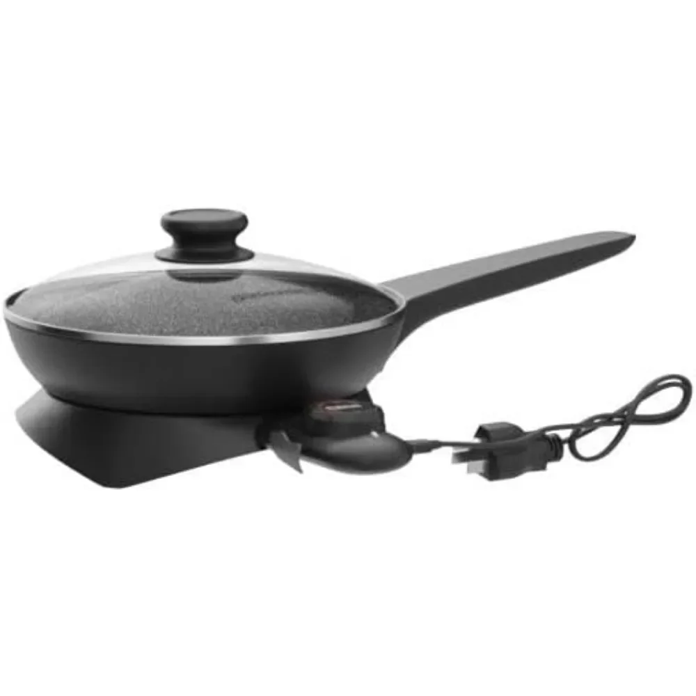 Heavy Duty 10.5-inch Fry Pan,Easy-Pour Spout,Dishwasher Safe, Rapid Heat Up,Non-stick Electric Skillet Tempered Glass Vented Lid 4
