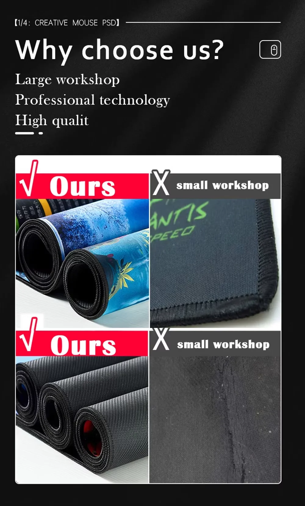 Large mouse pad for gaming and office