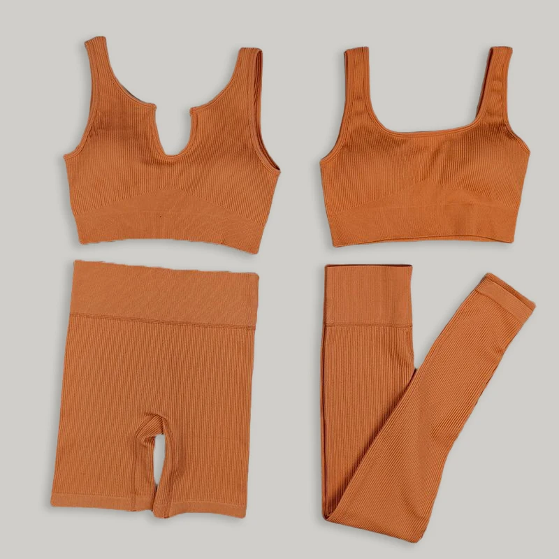 

2/4PCS Seamless Women Yoga Set Workout Sportswear Gym Clothing Fitness Sport Bra Shorts Set High Waist Leggings Sports Suits