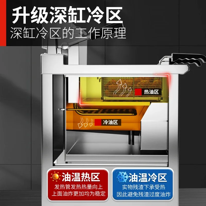Fryer Commercial Large Capacity Temperature Control Electric Fryer Double Cylinder Skewers Fried Chicken Oil Vertical
