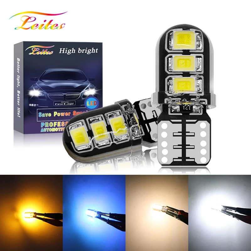 

10PCS T10 W5W LED 6 SMD Silica Gel Waterproof Wedge Light 194 2825 WY5W Silicone Shell Car Reading Dome Lamp Auto Parking Bulb