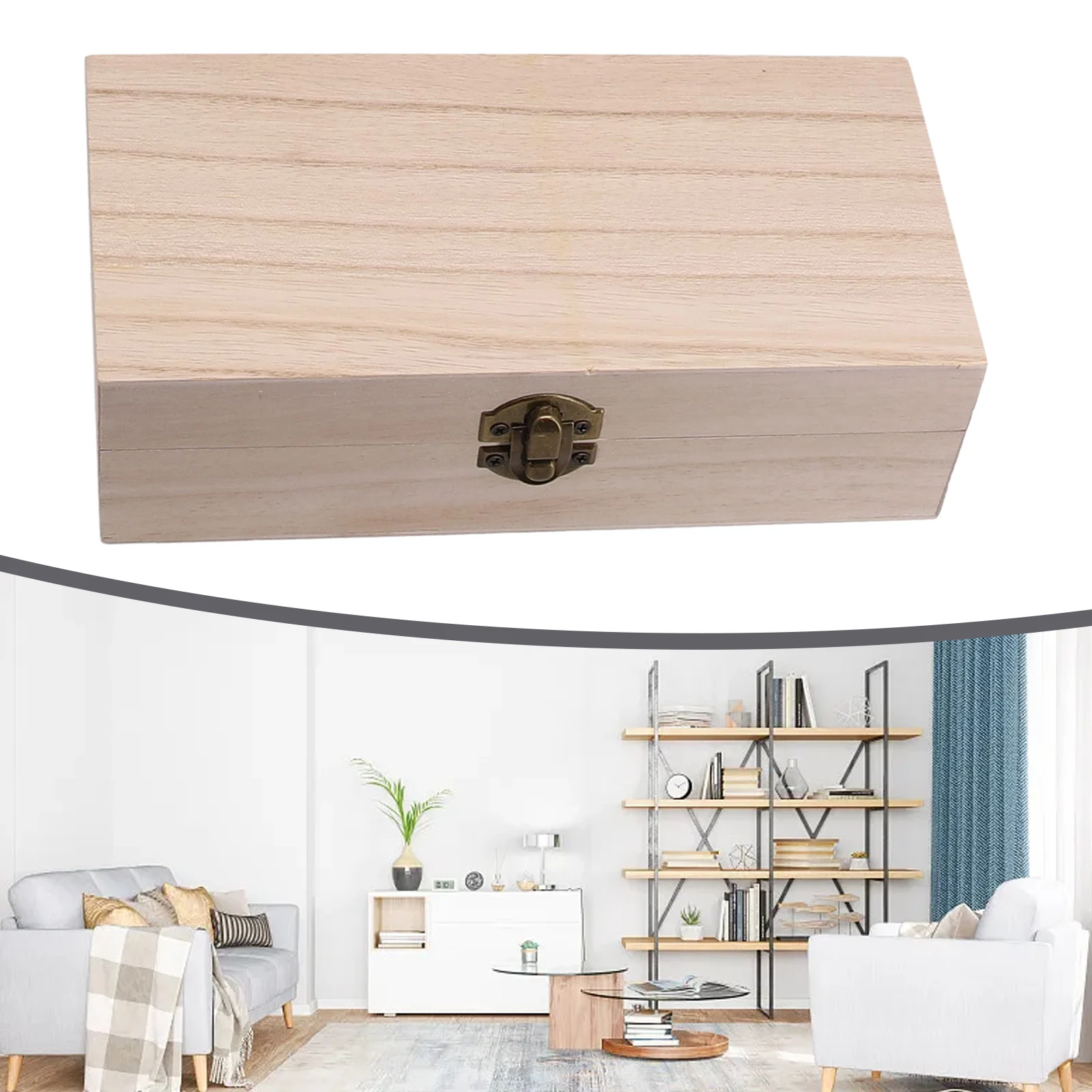 

1pc Coins Storage Box Desk Organizer Rectangular Retro Buckle Wooden Box Clamshell Wooden Gift Box Coin Collection Case
