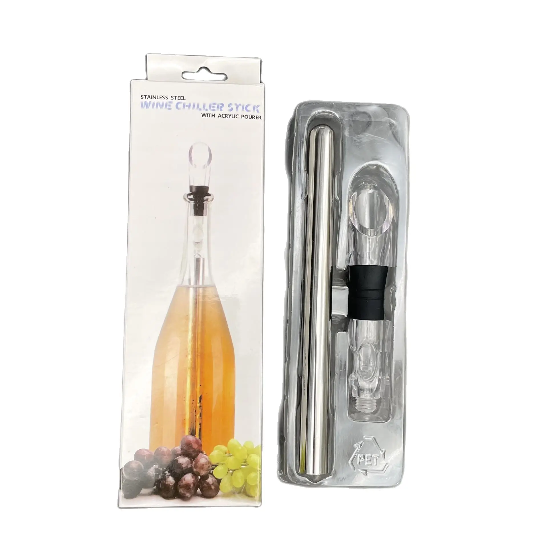Stainless Steel Wine Pourer with Chill Rod Wine Cooler Cooling Rod drink cooler