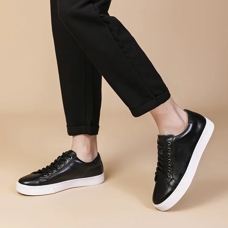 VIPOL Real cowhide casual shoes classic four seasons men's white shoes thick sole light men's sports shoes 6