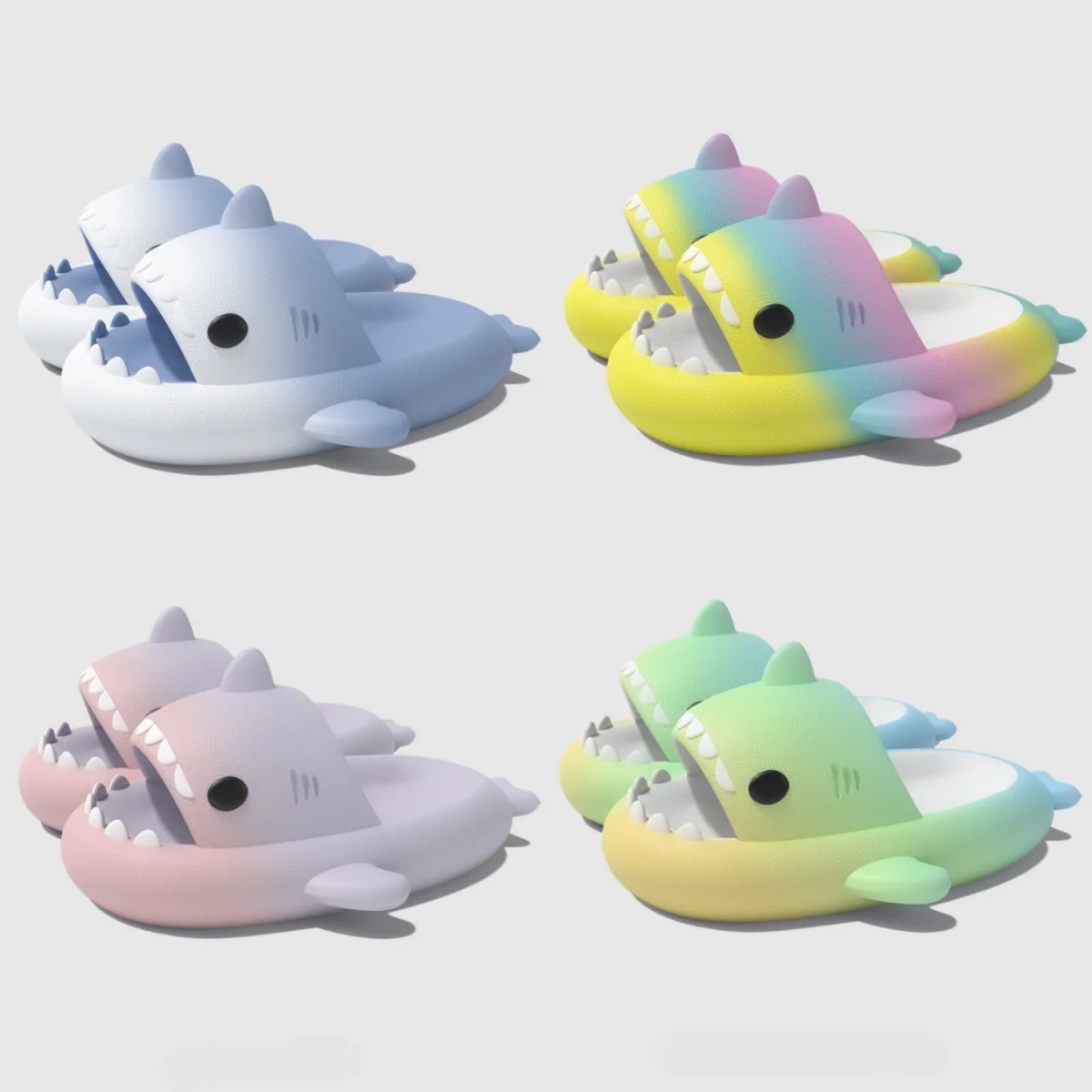 Children Boy's and Girl's Shark Gradient Outdoor Beach Pool Shower Shoes Thick Sole and Deep Heel Footbed Antiskid Shoes kids slippers