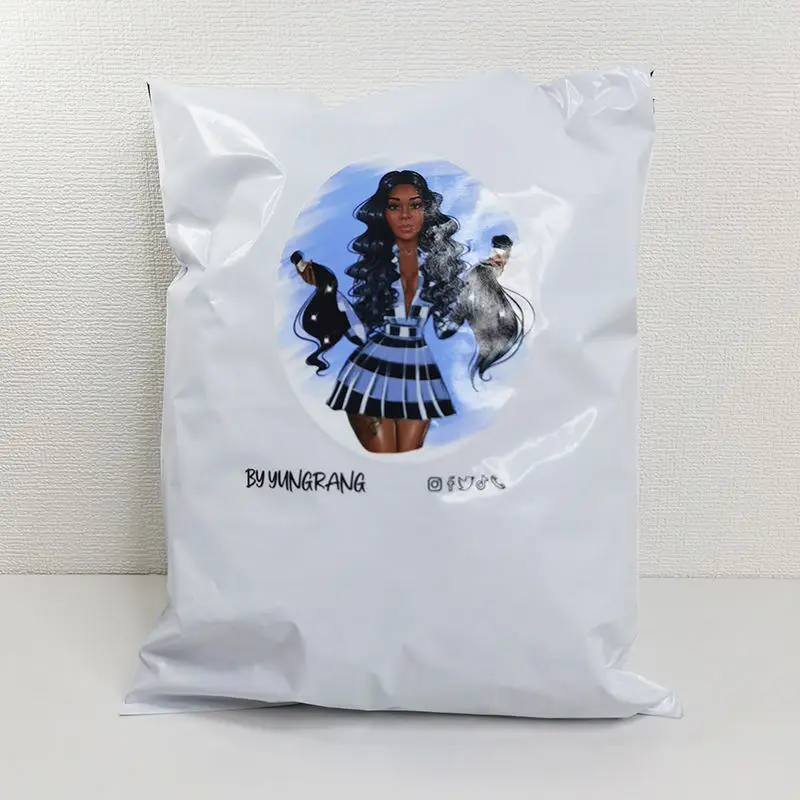 

Custom full color LOGO poly mailer White Shipping Courier Polymailer for Clothing Mailing Bags