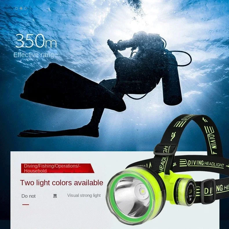 Description Picture 2 of itemDeep diving headlight with strong bald head and wearable underwater lighting for fishing, IPX8 waterproof and rechargeable
